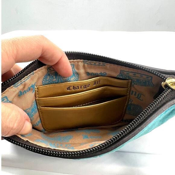 Vintage Y2k K 2000 velour Juicy Couture crown logo embroidered Wristlet Wallet - Picture 6 of 6